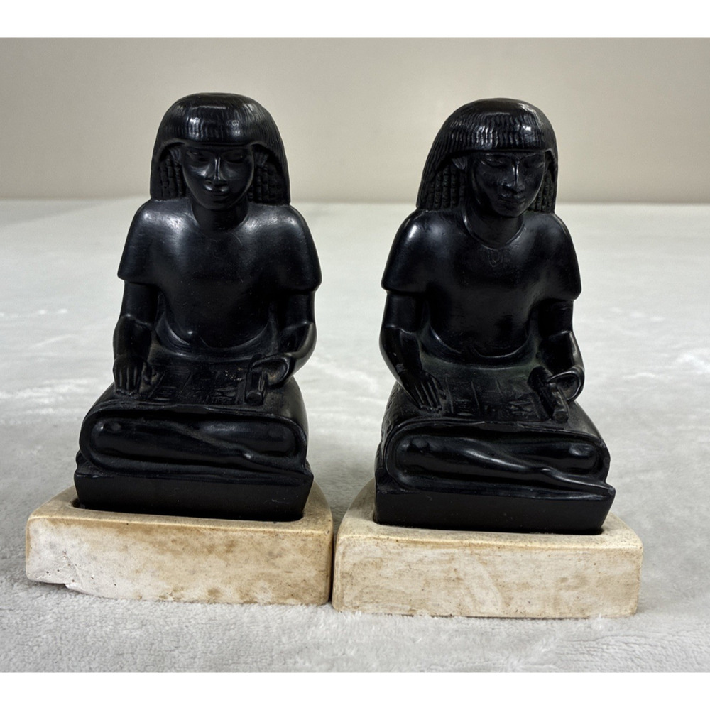 Vintage Alva Studios Egyptian Sculpture The Scribe Louvre Museum Pair Of 2 - Picture 1 of 15